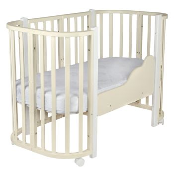 Детская кровать-трансформер Indigo Baby Lux, Слоновая кость / Белые стойки