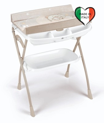 Пеленальный столик Cam Volare, 260B (Бежевый с мишкой и луной / Ванночка белая)