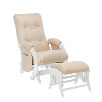 Комплект Milli Smile с карманами (кресло-качалка для кормления + пуф), Молочный Дуб / Эко-кожа Polaris Beige (Бежевый)