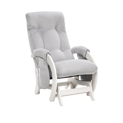 Кресло-качалка для кормления Milli Smile (с карманами), Молочный Дуб / Ткань Velutto 51 (Серый велюр)