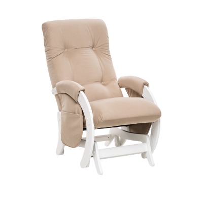Кресло-качалка для кормления Milli Smile (с карманами), Молочный Дуб / Ткань Velutto 18 (Бежевый велюр)