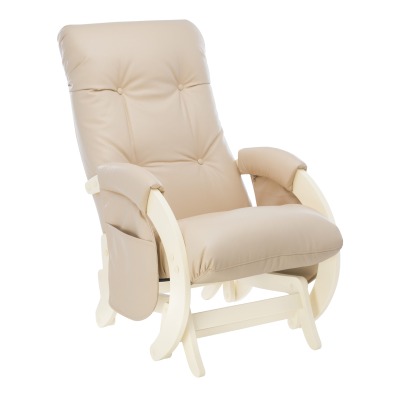 Кресло-качалка для кормления Milli Smile (с карманами), Молочный Дуб / Эко-кожа Polaris Beige (Бежевый)
