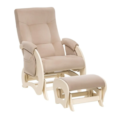 Комплект Milli Ария с карманами (кресло-качалка для кормления + пуф), Дуб шампань / ткань Velutto 18 (Бежевый велюр)