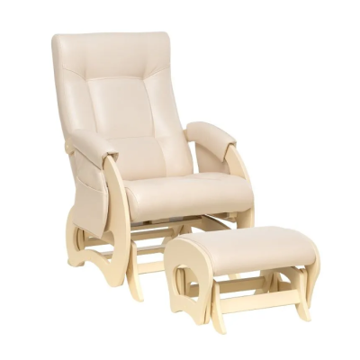 Комплект Milli Ария с карманами (кресло-качалка для кормления + пуф), Дуб шампань / Эко-кожа Polaris Beige (Бежевый)