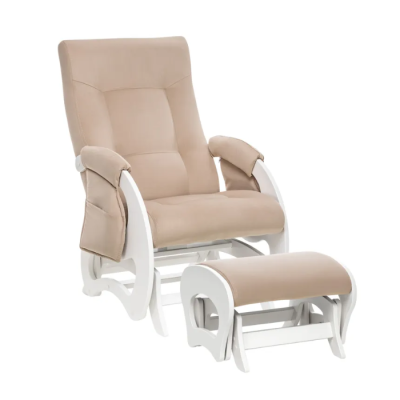 Комплект Milli Ария с карманами (кресло-качалка для кормления + пуф), Молочный дуб / ткань Velutto 18 (Бежевый велюр)