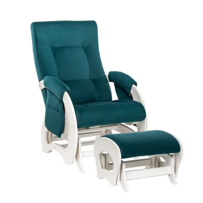 Комплект Milli Ария с карманами (кресло-качалка для кормления + пуф), Молочный дуб / ткань Velutto 20 (Зеленый велюр)