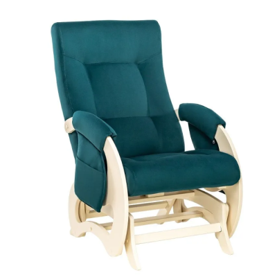 Кресло-качалка для кормления Milli Ария (с карманами), Дуб шампань / ткань Velutto 20 (Зеленый велюр)