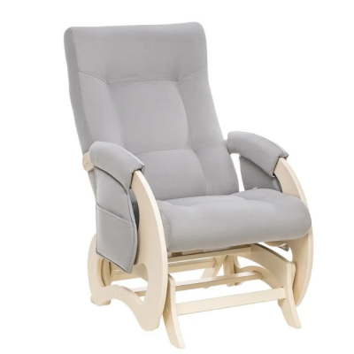 Кресло-качалка для кормления Milli Ария (с карманами), Дуб шампань / ткань Velutto 51 (Серый велюр)