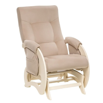 Кресло-качалка для кормления Milli Ария (с карманами), Дуб шампань / ткань Velutto 18 (Бежевый велюр)