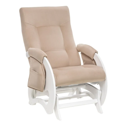Кресло-качалка для кормления Milli Ария (с карманами), Молочный дуб / ткань Velutto 18 (Бежевый велюр)