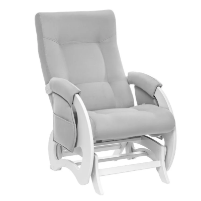 Кресло-качалка для кормления Milli Ария (с карманами), Молочный дуб / ткань Velutto 51 (Серый велюр)