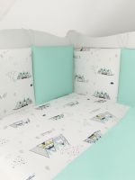 Комплект в кроватку AmaroBaby Premium (18 предметов), Горы (Белый / Мята, Перкаль) - вид 7 миниатюра