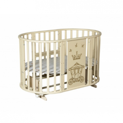 Детская овальная кроватка-трансформер Антел Северянка-3 (маятник универсальный), Слоновая кость /Корона - вид 1 миниатюра