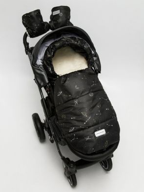 Конверт зимний меховой Amarobaby Snowy Baby, Космос / Черный, 85 см - вид 15 миниатюра