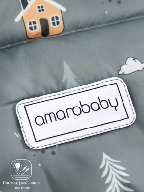 Конверт зимний меховой Amarobaby Snowy Baby, Горы / Cерый, 85 см - вид 13 миниатюра