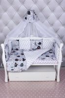 Комплект в кроватку AmaroBaby Premium (18 предметов), Котики / Серый