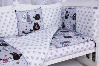 Комплект в кроватку AmaroBaby Premium (18 предметов), Котики / Серый - вид 8 миниатюра