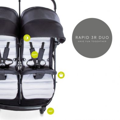Прогулочная коляска для двойни Hauck Rapid 3R Duo, Silver / Charcoal (Черный / Серый) - вид 7 миниатюра