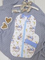 Пеленка-кокон Argo Baby, Зайка на облаке (Голубой) - вид 1 миниатюра